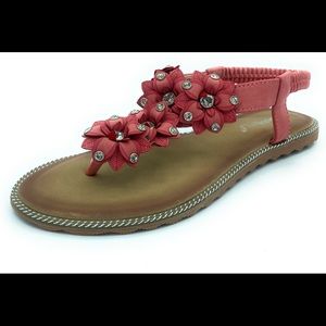 Saimeitu Womens Floral Embroidered Sandals Size 6